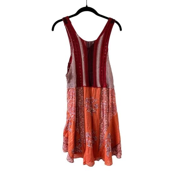 Free People Katies Crochet Sleeveless Mini Dress Women’s Red & Orange Size Small - Picture 3 of 8